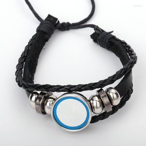 Link Bracelets High Quality Jewelry Design Black Wristband Customize Sublimation Blank Leather Designer Bangle 10pcs/lot A0071