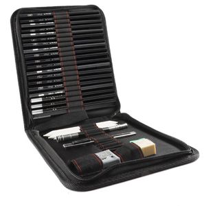 Pennor 29 Pack Professional Sketch Drawing Kit Bag Graphite Charcoal Pencil Målning levererar konststudenter Kontor Stationer. 230130
