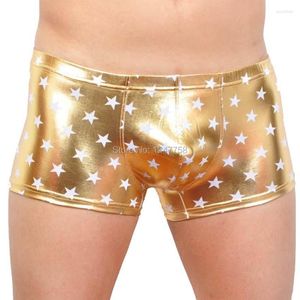 Mutande Intimo da uomo Bulge Pouch Trunks Pantaloni corti a taglio quadrato Shiny Star Faux Boxer