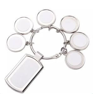 Party Favor 5 Circle ADD REC CHARMS SUBLIMATION TLANT RING Termisk överföring Nyckelring Bag Purses Hängar Hang Tag DIY