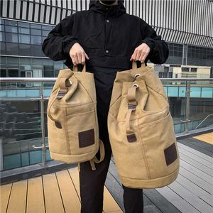 أكياس في الهواء الطلق 30L 60L CANVAS سفر على ظهره على ظهر لعبة Gym Rym Training Rucksack سعة كبيرة للرجال.