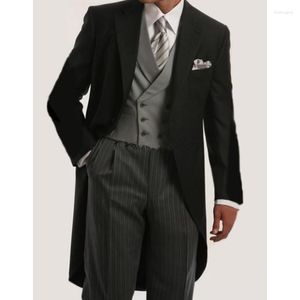 Abiti da uomo Frac su misura con pantaloni a righe Abito da uomo smoking (giacca gilet) Uomo per matrimonio Sposo Uomo Gentiluomo