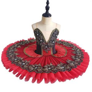 Scene Wear Red Black Fairy Doll Professional Ballet Tutu Pancake For Girl Tulles Platter Performance Tutus Women Costume