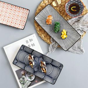 Plates Japanese Porcelain Sushi Steak Plate Creative Under Glazed Color Rectangular Ceramic Fruit Dish Dinner Dessert Dinnerware