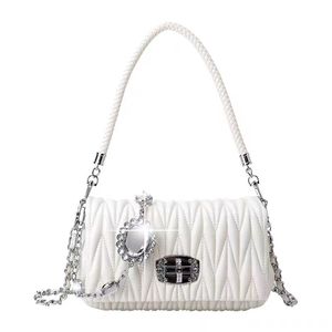Designer Bag Pu Soft Leather Fairy Handbag Pleated Tote Påsar Messenger Bag For Women Fashion Rhinestone Chain Handväskor axelväskor Wassale Handväska