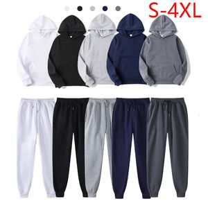 Men's Tracksuits Autumn Tracksuit Solid Color Sports Pullover Twopiece Set Hooded Casual SweatshirtSweatpants Suit Hoodie Couple 230130