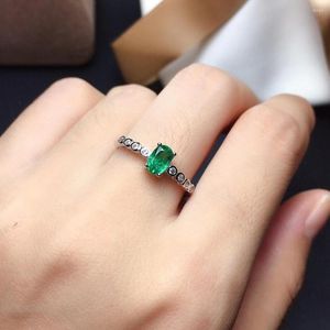 Cluster-Ringe Gutes Valentinstagsgeschenk Smaragdring Natürlicher und echter 925er Sterlingsilber-Edelschmuck