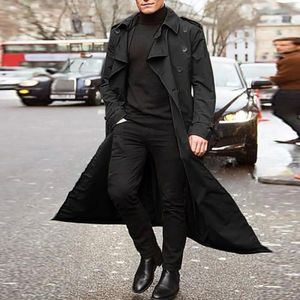 Herrgravrockar Autumn Winter Male Slim Long Jacket Fashion Boutique Solid Coat Plus Size #T2G 230130