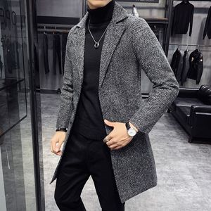 남자 양모 블렌드 겨울 트렌치 코트 긴 재킷 슬림 한 캐주얼 비즈니스 두꺼운 따뜻한 크기 5xl 230130