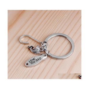 Portachiavi Pesca Portachiavi Festa del papà Regalo Stampato a mano Amo da pesca Charms Catena Cattura personalizzata Portachiavi Regali per papà 131 W2 Drop Dhrca