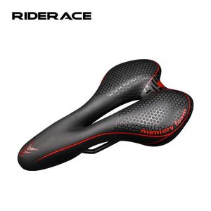 Saddles MTB Bicycle Memory Foam Seat Soft Hollow Mountain Mountain Saddle Sponge PU Couather acolchoado para homens Mulheres Ciclismo ao ar livre 0130