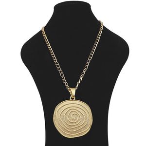 Pendant Necklaces Large MaGold Boho Spiral Vortex Swirl Metal Alloy Long Chain Necklace Lagenlook For Jewelry Women Men GiftPendant