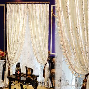 Kurtyna biała luksus dla salonu złota europejska design euro aksamitne zasłony okno el sheer tiul