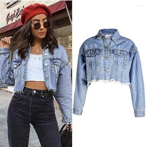 Women's Jackets Loose Short Crop Denim Jacket Women Tassel Street Light Blue Mujer Chaqueta Fall For Chamarras De #010