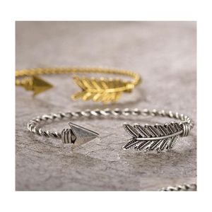 Bangle Feather Arrow Open Adjustable Arm Bracelet Cuff Bangles Drop Delivery Jewelry Bracelets Dhr17