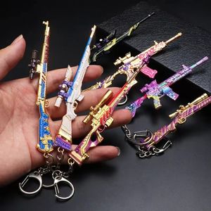 Cartoon Game Keychains bulk PUBG 98K AWM AKM M24 Mini Gun Alloy Pendant Keychains Car Key Ring Phone Bag Hanging Jewelry Gifts