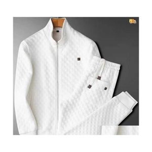 Men'S Tracksuits Mens Streetwear Waffle Clothing Casual Sports Set Suit Jacket Long Living Home Coat Plus Size Xxxxl Drop Deliv Dhey3