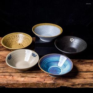 Bowls Japanese Simplicity Style Underglaze Coarse Pottery Noodle Soup Bowl Hat Rice Kitchen Tableware Ceramic Crafts Dining Tool