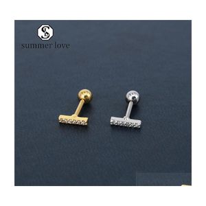 Stud Arrival CZ Simated Diamond Earrings for Women Gold Plated Mini Crystal Earring Dainty Simply Party Valentines Day Jewelry Drop D Dhu6y