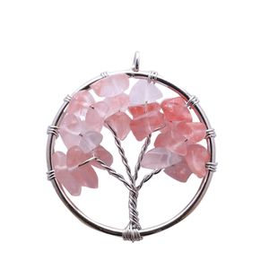 Naszyjniki wiszące całkiem naturalny kamień naszyjnik tęczy Mticolor mądrość drzewo życia kryształowy pięknie dh upuszczenie biżuterii penda dhw02