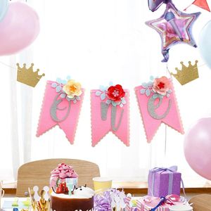 Party Decoration Birthday Banner Baby First Highchair Chair High Garland One Girl Decor Decorations 1St Showerdecoration Welcome Supplies