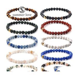 Link-Kette Ankunft 6 mm Tigerauge Achat Armband für Männer natürliche Lava Rock Stein Yoga elastische Energie anpassen Heilung Gebet Jewerlyy Dhgz6