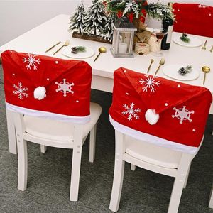 Pokrywa krzesełka świąteczne pokrowce na jadalnię Snowflake Antimacassar bez zjeżdżalni kształt kapelusz slipcover el bankiet aranżacja baru