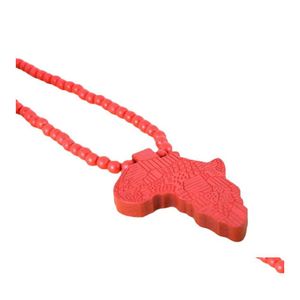 Colares pendentes Casal de colar de mapa africano de madeira vermelha esculpida Hemu contas de hiphop jóias de entrega de jóias DH27F