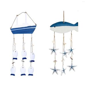 Decorative Figurines Wooden Hanging Ocean Wind Chime Decor Wall Art For Indoor Collection Living Room