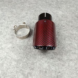 Motorcycle Exhaust System 1 Pcs Red Carbon Fiber Muffler Tailpipe End Tip Car Universal Stainless Steel Pipe Nozzle Three Layers Single