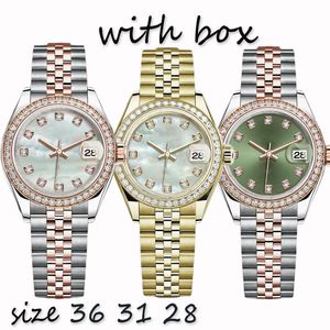 Womens Watch Luxury Designer Diamond Watch Automatisk mekanisk glidstorlek 36mm 31mm 28mm rostfritt stål Remvattentät rörelse klockor Montre de Luxe