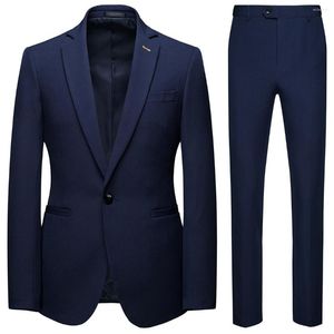 Męskie garnitury XF116 Business Business 2-częściowy Man Man Man Wedding 2-Button Plazer Mens with Pants