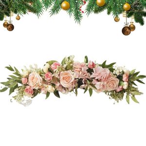 Dekorativa blommor Flower Swag Floral Garland för bröllop Rose Runner Arch Table Centerpieces Door Wall Decor