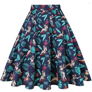 Spódnice bawełniana spódnica letnia hawaje urwa retro vintage huśtawka wysoka talia Women School Short VD0020