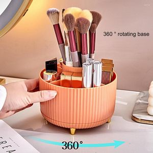 Förvaringslådor Box Solid Color 360 Degree Rotation Desktop Organizer 5 Grids Cosmetic Makeup Brush Holder For Hushåll