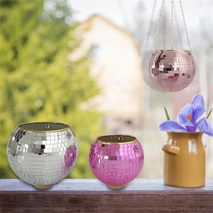 Plast Disco Ball Planters Spegel Hängande korgar Inomhus Utomhus Dekoration Växter Krukor