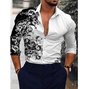 Men's Casual Shirts Autumn Fashion Men Oversized Shirt Totem Print Long Sleeve Tops Clothing Club Cardigan Blouses High Quality 230130