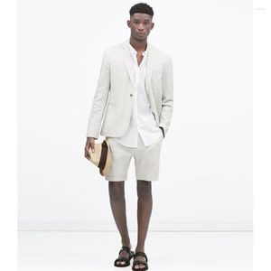 Men's Suits Italian Men's White Linen Fashion Costume Custom Made Summer Handsome 2 Pieces Bridegroom Wedding Casual Blazer Skinny