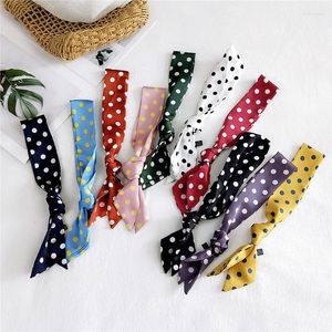 Scarves Women Silk Satin DIY Hair Band Scarf Skinny Neck Tie Big Dot Print Thin Ribbon Hand Bag Wirst Towel Headscarf 2023