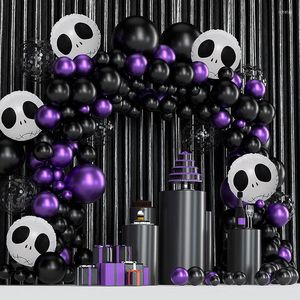 Parti Dekorasyonu Cadılar Bayramı Balon Kemeri Siyah Mor Pullu Çelenk Malzemeleri