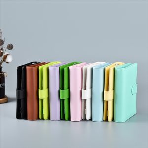 Notepads Macaron Color A5 Ring Binder PU Clipon Notebook Leather Loose Leaf Cover s Journal Kawaii Stationery 230130