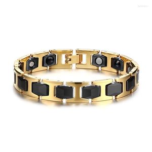 Link Bracciali Ultimi gioielli di moda firmati Bicolore Two Tone Ceramica nera e acciaio inossidabile dorato Charm Bangle Magnet Friendship