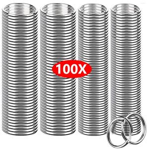 Keychains 100Pcs 25mm Polished Silver Keyring Stainless Steel Hole Key Ring Chain Rhodium Plated Round Split Keychain DIY Wholesale