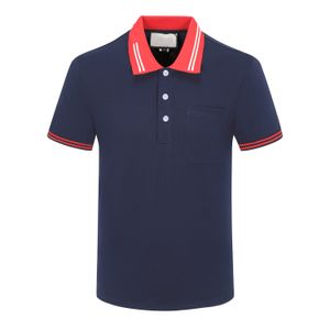 2023 Sommer Designer Herren Poloshirts Damen Luxus Farbkragen Vorderstreifendruck T-Shirts Stickerei Briefdruck T-Shirt Lässiges Poloshirt Blau