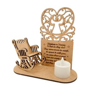 Noel Dekorasyonları 1 PCS Anma Mum Süsleme Melek Şiirleri Sevdiklerini anmak için Diy ahşap sallanan sandalye dekorasyonu