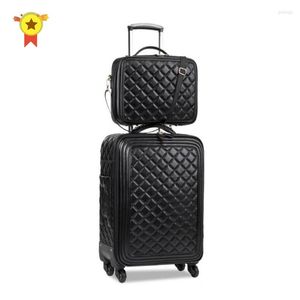 Suitcases Luggage Sets16/20/24/28 Inch Lady Carry-on Trolley Case High-quality Leather Suitcase Retro Valise
