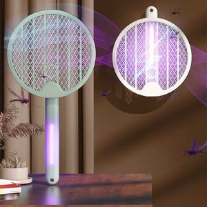 Pest Control USB Mosquito-killer Racket Rechargeable Foldable Electric Shock Bug Zapper Kills Mosquito Led Ultraviolet Light Non-toxic 0129