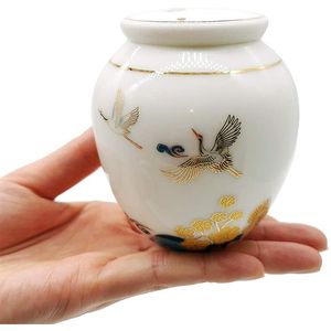 Chinese Style Products Small Cremation Urns for Human Ashes Ceramic Adult Dog Cat Ash Holders Miniature Memorial Funeral Urn Sharing Pet 230130