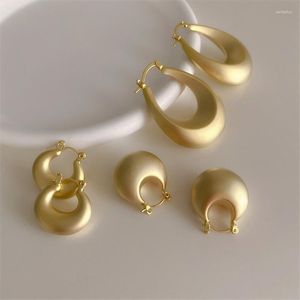 Hoop Earrings FFLACELL Design Ins Irregular Matte Gold Color Silver Metal U -type Earring For Women Autumn Winter Charm Jewelry