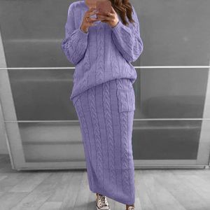 Women's Plus Size Tracksuits LW Dropped Shoulder Jumpers Sweater Skirt Set Autumn Winter Two Piece Women Long Sleeve Warm Knitted Outfit 230130